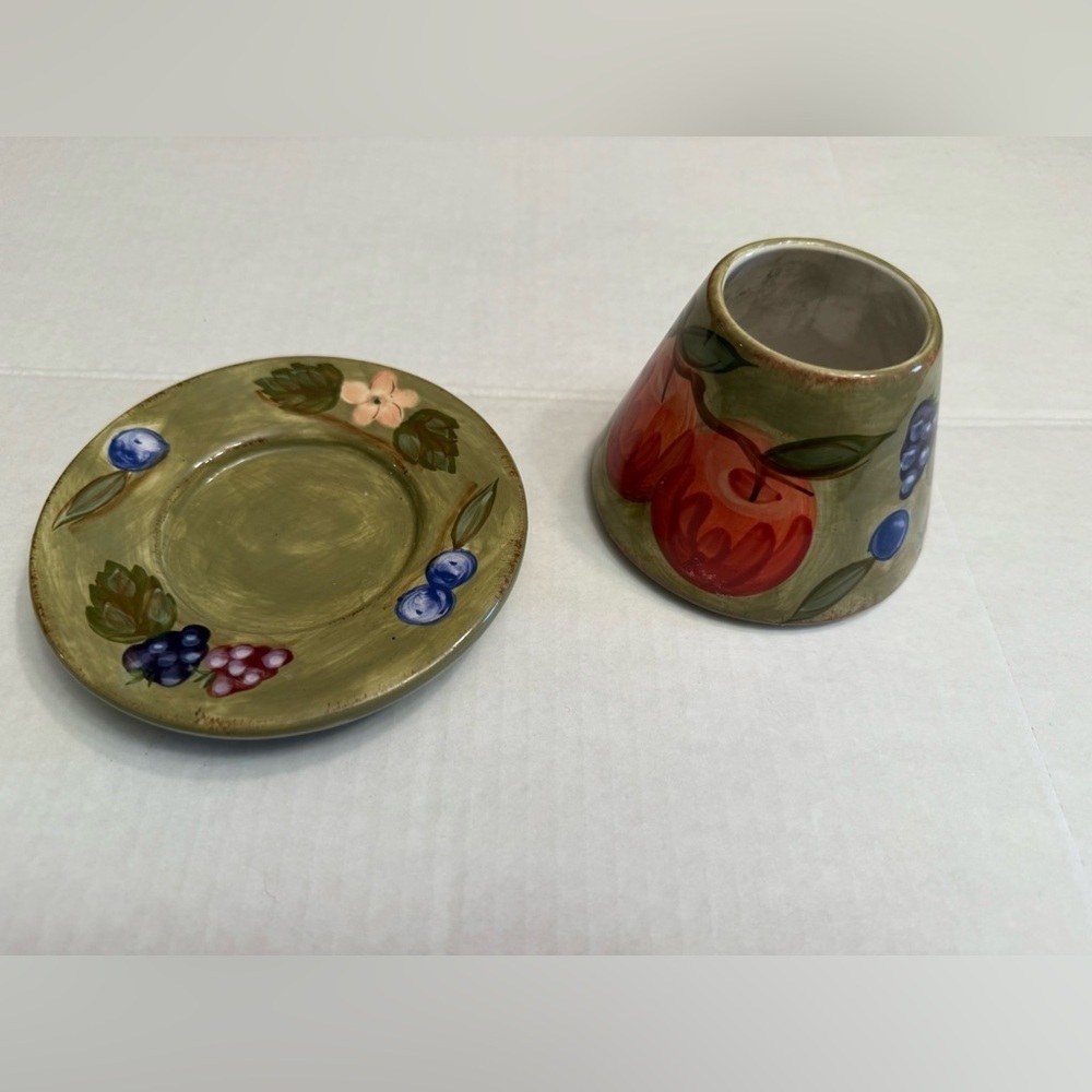 YANKEE CANDLE PLATE SHADE AUDUSED HOUSE WARMER CANDLE FRUIT PATTERN 9.5x7